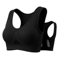 thumbnail image 2 of Womens Plus Wireless Bra, Full Coverage Sports Bra with Wide Straps, Back Cutout & Racerback Design, Fitness Jogging Wear | VerBelle,Black M, 2 of 5