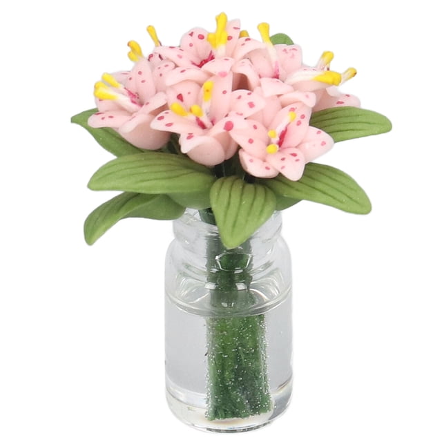 Planta para casa de muñecas, casa de muñecas en miniatura, accesorios artificiales rosas para casa de muñecas, flor de lirio, calidad en la que puedes confiar