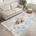thumbnail image 2 of Area Rugs 4'x6'. Romantic Peonies Cosmos Carpet Runner Indoor Outdoor Rugs Home Decor Aesthetic, Eucalyptus Ferns Minimalist Non Slip Mats Washable Accent Rug for Living Room Bedroom, 2 of 7
