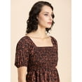 thumbnail image 5 of Moomaya Womens Printed Smocked Top, Puff Elbow Sleeves, Square Neck Top, 5 of 8
