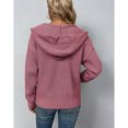 thumbnail image 4 of Chaqueta con capucha de manga larga para mujer Carmine Rose con cremallera, bolsillos con cordón y diseño de color puro, talla L, 4 of 6