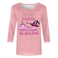thumbnail image 6 of Yourumao Breast Cancer Shirts for Women Pink Ribbon 3/4 Sleeve Tops Crewneck Plus Size In October We Wear Pink Shirt for Breast Cancer Survivor, 6 of 7