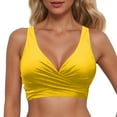 thumbnail image 3 of MNCEKFOD Bikini Sets for Women Underwire Full Coverage Bikini Top Push Up Bathing Suit Tops with Lace Up Summer Beach Swimwear Yellow L, 3 of 5