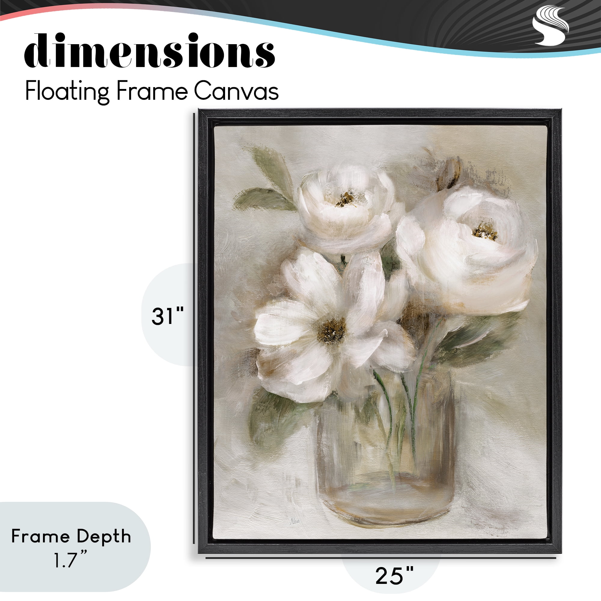 Stupell Industries Soft Brushstroke Roses Black Framed Floater Canvas Wall Art, design by Nan