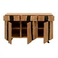 thumbnail image 4 of 60 Inch Industrial Wood Sideboard Buffet Cabinet with 3 Drawers-Brown & Black, 4 of 13