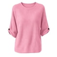thumbnail image 6 of Aezemi Women Waffle 3/4 Sleeve Shirt Round Neck Pullover Knit Dressy Casual Breathable Comfy Blouses Spring Summer Outdoor Fashion Casual Tops XL, 6 of 7