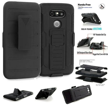 ~Value Pack~ for 5.3" LG G5 G5SE H820 LS992 US992 H830 VS987 Case Phone Case Clip Holster Double Kickstands Hybrid Shock Shield Bumper Cover Black