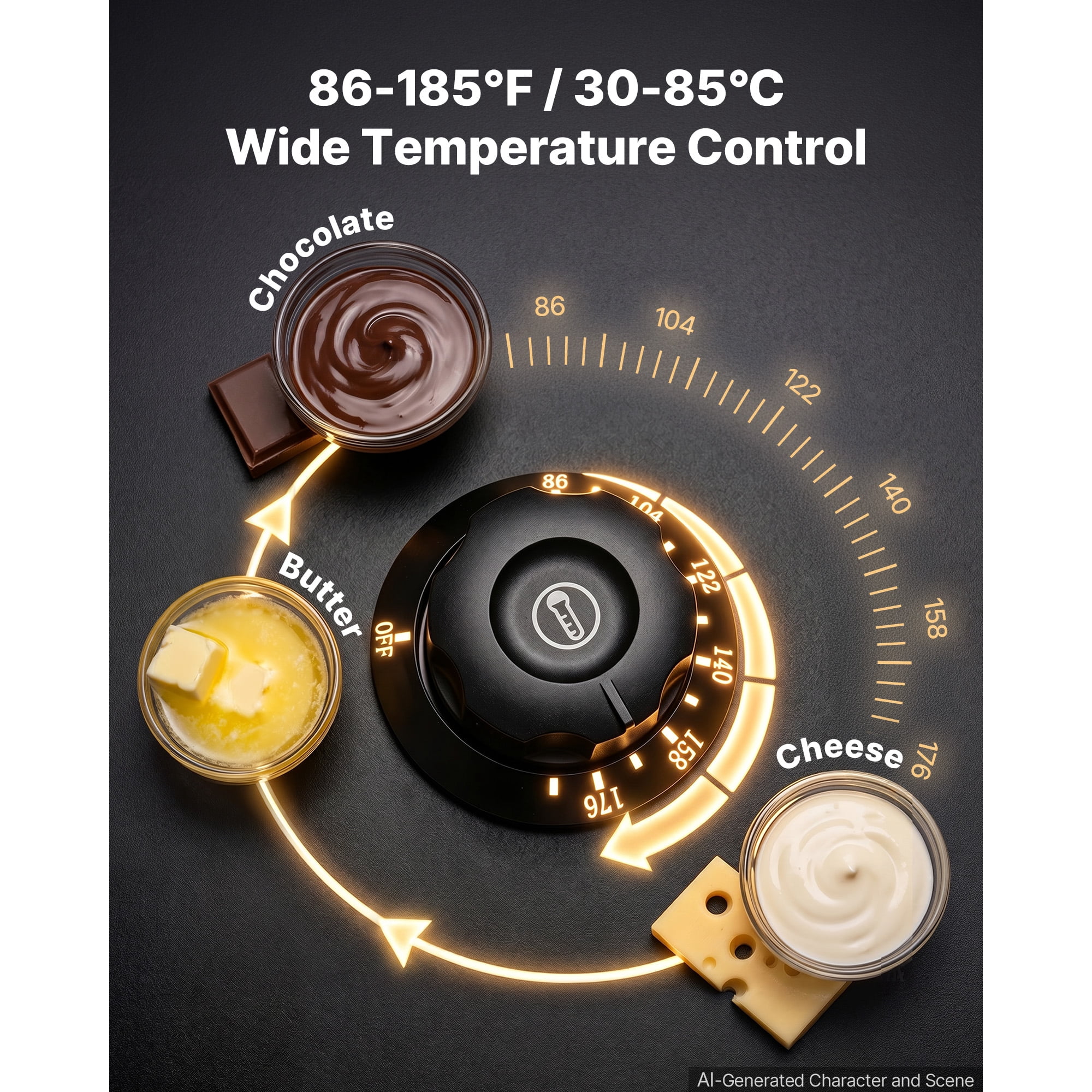 KFFKFF Chocolate Melting Machine with 3 Tanks, 27 Lbs Capacity, 1200W Power, Water Bath Heating System, Stainless Steel Construction, Adjustable Temperature Range from 86℉ to 185℉, Ideal for Melting