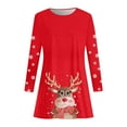 thumbnail image 4 of Womens Christmas Dress Christmas Party Dresses Christmas Womens Long Sleeve Crew Neck Deer Printed Soft Dress Fashion Party Swing Dress, 4 of 4