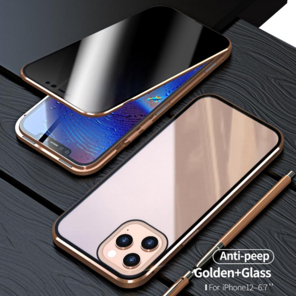 IPhone Case for Iphone 12/Iphone 12 Max/Iphone 12 Pro/Iphone 12 Pro Max Anti-Peeping Full Body Case Clear Tempered Glass Metal Bumper Protection Privacy Cover - image 4 of 11