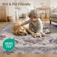 thumbnail image 4 of ODIKA 2'x3' Washable Doormat Purple Bug Eggplant Symmetrical Center Trailing Motif Boho Poppy for Entryway, Kitchen, Laundry Room, Non-Slip, Low Pile, 4 of 7