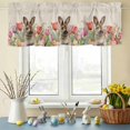 thumbnail image 6 of Valances for Windows Vintage Easter Rabbits Rod Pocket Short Curtain for Bathroom Living Room Bedroom Red Pink Tulips on Linen 1 Panel 42x12in, 6 of 9