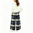 thumbnail image 3 of Women's Plaid Pajama Pants, Elastic Waist Straight Leg Lounge Sweatpants, Warm Cozy Winter Sleepwear Trousers with Pocket Dark Blue L, 3 of 3