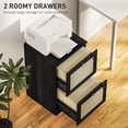 thumbnail image 3 of Boho Black 2-Drawer Filing Cabinet with Rattan Accents & Lock - A4/Letter File Storage for Office, Living Room & Bedroom - 15.7" x 28", 3 of 7