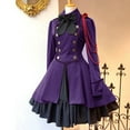 thumbnail image 2 of nerohusy Women Gothic Lolita Dress Bow Tie Long Sleeve Multi Layers Classic Steampunk Dress Vintage Cosplay Renaissance Costumes Purple,M, 2 of 5
