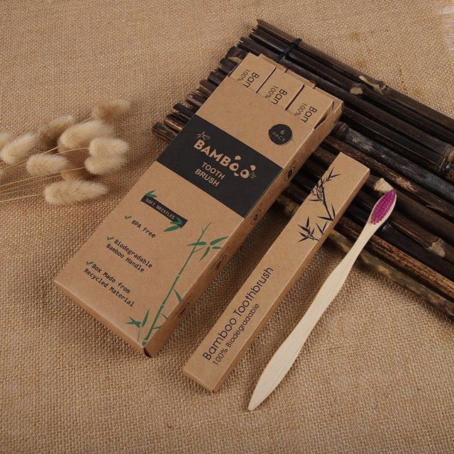 Cepillo de dientes para adultos y niños con caja de ondas planas, suave, de lana y carbón de bambú