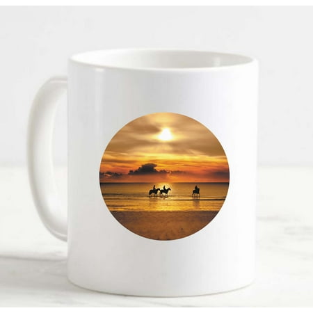 

Coffee Mug Horses at the Beach Sunset Beach House Decor White Coffee Mug Funny Gifts Cup