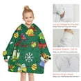 thumbnail image 6 of Green Christmas Santa and Snowman Pattern Blanket Hoodies for Kids 6-13YR Oversize Wearable Blanket Hoodies for Boys Girls Teens, 6 of 7