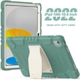 thumbnail image 2 of Elehold Hybrid  Heavy Duty Rugged  Case Compatible with iPad 10th Gen 10.9" (2022),Hard PC+Soft TPU with Built-in Hidden Kickstand Shockproof Double Protection Case Cover,Emeraldgreen, 2 of 9