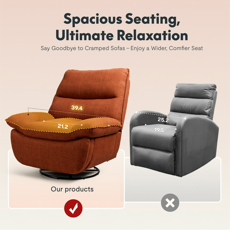 FLEXISPOT Swivel Recliner Chair, Oversize Glider Rocker Sofa with