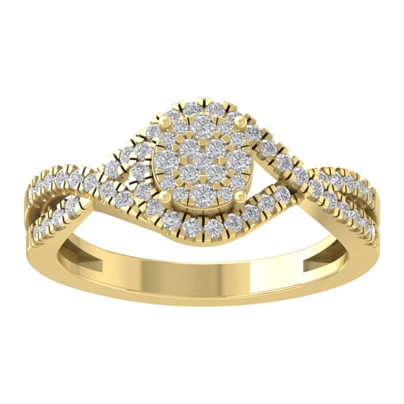 Araiya 14K Yellow Gold Diamond Cluster Band Ring (3/8 cttw, I-J Color, I2-I3 Clarity), Size 7