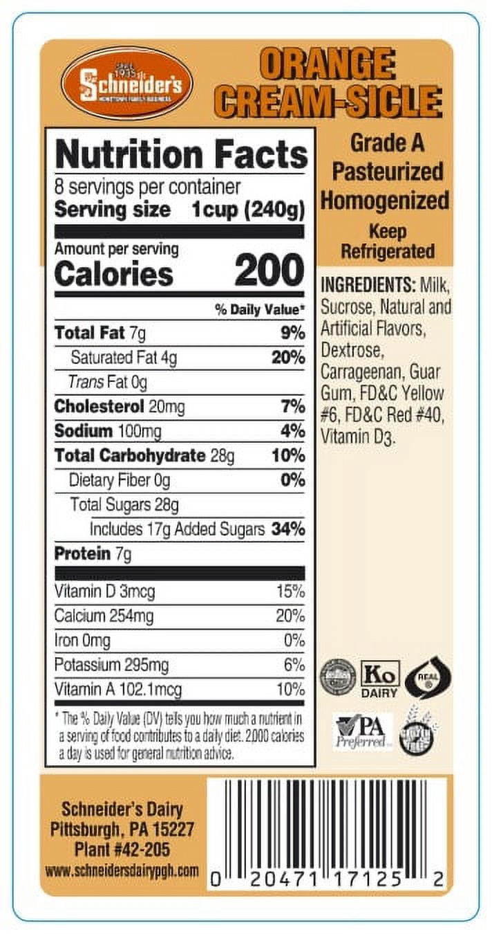 Schneider's Orange Cream-Sicle Vitamin D Milk, Half Gallon