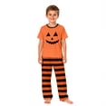 thumbnail image 3 of Matching Family Halloween Pajamas Set - 2 piece Pumpkin Face Short Sleeve Tops+Pants Sets,Casual Print Matching Pajamas for Family Halloween Night for 4 Years Pjs, 3 of 6