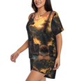 thumbnail image 3 of Womens Pajama Sets With Pocket, Sunset Meditating Doberman Lounge Sets Short Sleeve Sleepwear PJ Sets for Women, 3 of 6