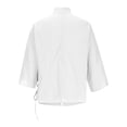 thumbnail image 4 of dGslk Women’s Loose Fit V Neck Wrap Blouse with Adjustable Waist Tie and 3/4 Sleeve Lightweight Casual Top for Work and Daily Wear White M, 4 of 4