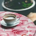thumbnail image 3 of Ambesonne Roses and Flamingos Fitted Round Tablecloth, Pink Blooms, 45"- 56" Diameter, Pink Salmon, 3 of 5
