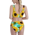 thumbnail image 3 of Picia Sunflowers With Green Leaves Women's High Waisted Bikini Scoop Neck Swimsuit Two Pieces Bathing Suit-Medium, 3 of 8