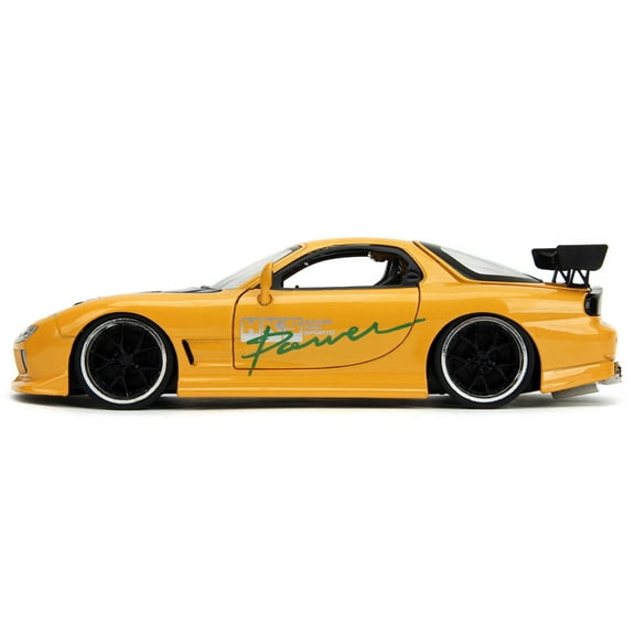 1993 Mazda RX-7 "HKS Power" Yellow with Carbon Hood "JDM Tuners" Series 1/24 Diecast Model Car by Jada