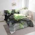 thumbnail image 3 of Black and Green Bedding King Size 7pcs Aesthetic Marble Comforter Set Women, Foil Print Bedding Comforter Sets Mountain Fluid Bed in a Bag, Marbling Bedding Accessories, 3 of 6