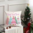 thumbnail image 5 of Christmas Pillow Cover 16X16 Inch Watercolor Christmas Tree Stars Decoration Holiday Farmhouse Winter Pillow Case for Sofa Couch Decor (Pink) AA615-16, 5 of 5