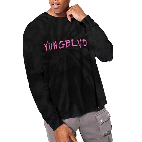 Men's Yung Blud Scratch Logo (Dip-Dye) Tie Dye Long Sleeve Small Black
