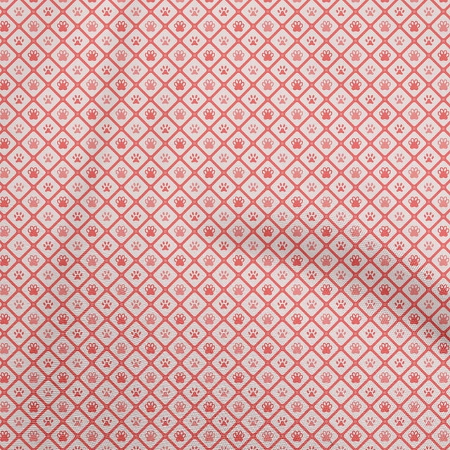 oneOone Cotton Poplin Red Fabric Paw Fabric For Sewing Printed Craft Fabric By The Yard 56 Inch Wide