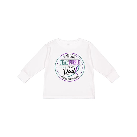 Inktastic Suicide Prevention- I Wear Teal and Purple for My Dad Boys or Girls Long Sleeve Toddler T-Shirt