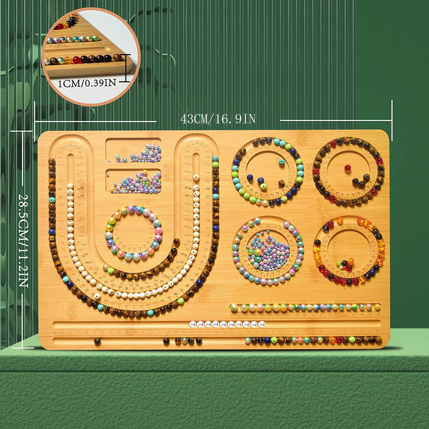 Wednesday Bamboo Beading Board for Jewelry Making - Bracelet and Necklace Design with Bead Mats - DIY Bamboo Bead Board for Creative Designs-Large