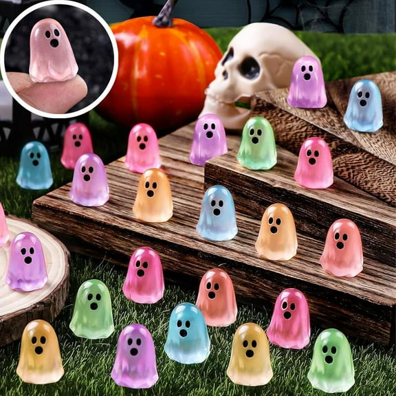 Halloween Mini Cute Ghosts Figures, 60Pcs Small Little Resin Ghost Figurines, Halloween Party Favors, Decor Ornaments for Fall Accent Home Gift, Dollhouse Decorations Toys