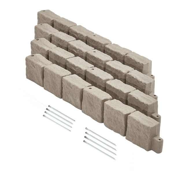 VEVOR Borde de piedra artificial para paisaje, 46,8 x 3,9 pulgadas, borde de cesped resistente a la decoloración, sin necesidad de excavar
