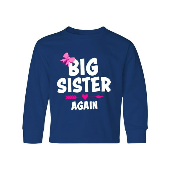 Inktastic Big Sister Again with Bow and Arrow Long Sleeve Youth T-Shirt