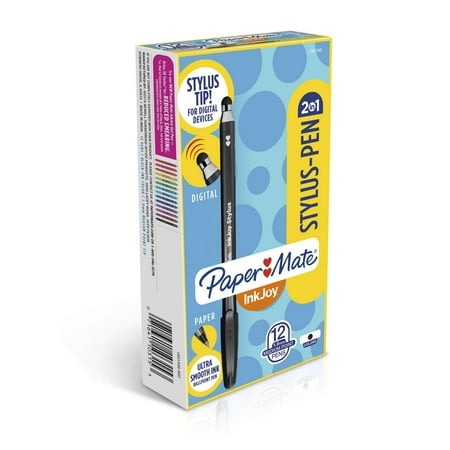 UPC: 0071641103153 | Paper Mate® InkJoy® 2 in 1 Stylus Ballpoint Pens  Medium Point  Black  Box of 12