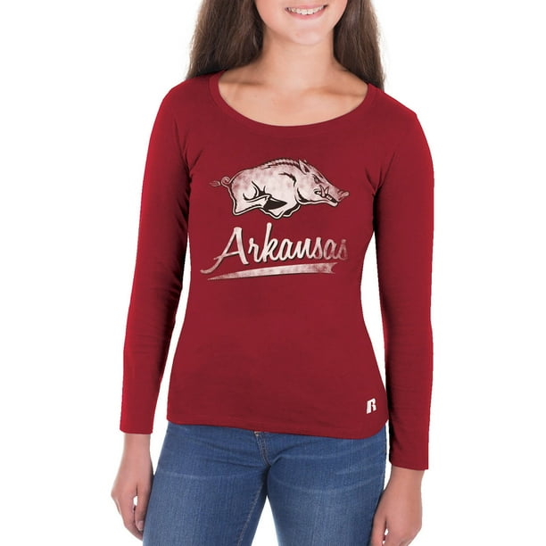 NCAA Arkansas Razorbacks Girls Long Sleeve Scoop Neck Tee