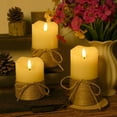 thumbnail image 1 of HomWamee Velas sin Llama, Cuerda de Cáñamo Parpadeante con Control Remoto Temporizador-3D, Juego de 3 a Batería, 1 of 6