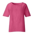 thumbnail image 3 of Uaswgudfs Women's Lightweight Blouse with Draped Front & Side Slits - Casual Cotton Summer Top for Relaxed Style, 3 of 4