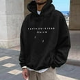 thumbnail image 4 of Yuanlong Men Hoodies Front And Back Letter Print Long Sleeve Pullover Sweatshirts Oversized Versatile Pocket Men'S Tops, 4 of 6