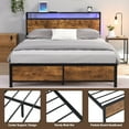 thumbnail image 5 of Leumius Full Size Bed Frame with LED Lights and 2 USB Ports,Industrial Platform Bed with Under-Bed Storage and Wooden Headboard,Noise Free,Rustic Brown, 5 of 18