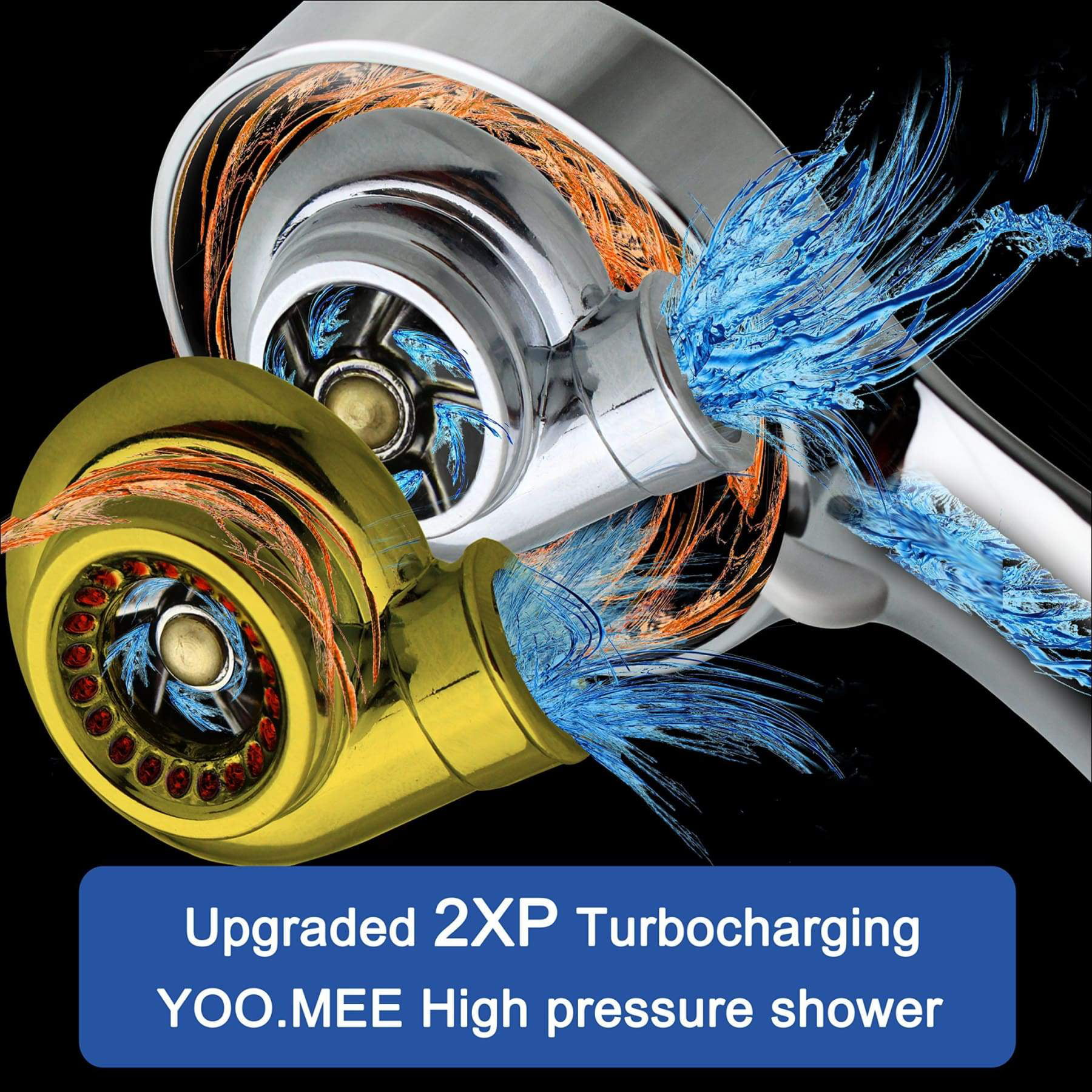 Yoomee Alcachofa de ducha de mano de alta presión con potente espray de  ducha contra tubería de suministro de agua de baja presión multifunción –  Yaxa Store