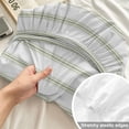 thumbnail image 4 of Twin XL Size Fitted Sheet Set - Sage Green Striped 2 Piece Bedding Sets 16" Deep Pocket Fitted Sheet with 1 Pillowcases, Sage Green White Stripes Farmhouse Brushed Microfiber Hotel Luxury Bed Sheets, 4 of 9