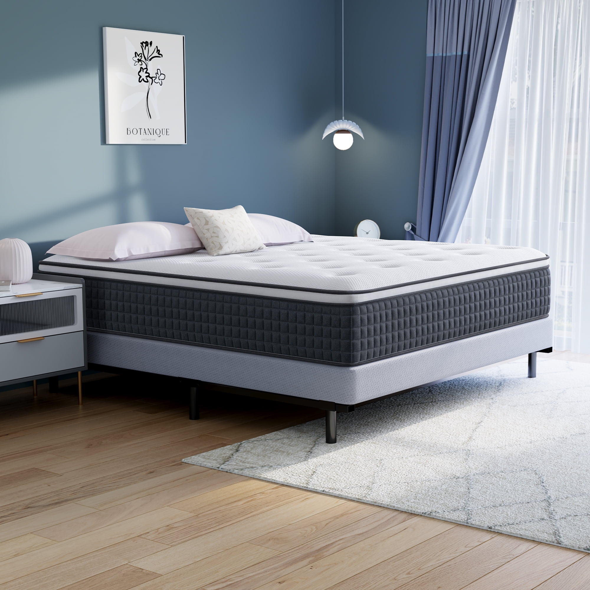 Queen Mattress, Telino 12" Queen Size Hybrid Mattress, Memory Foam Innersprings Mattress, Medium Firm